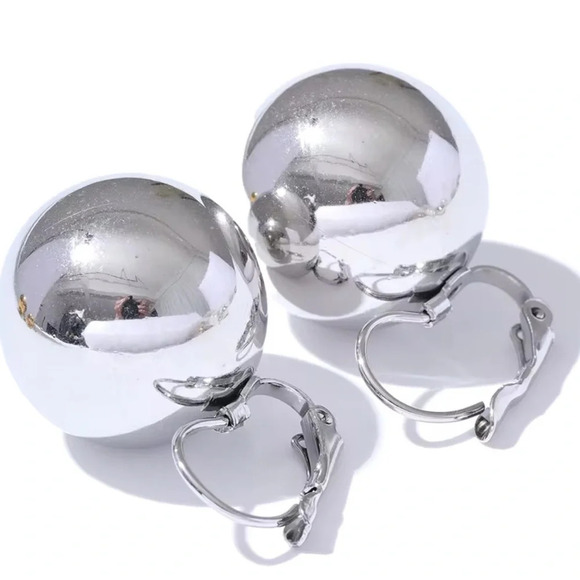 Vintage Retro Gold Ball 18K Gold Stainless Steel Waterproof Large Earrinngs - Picture 5 of 17